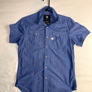 Men’s G-Star Denim Short Sleeve Button-Down Shirt Size Medium